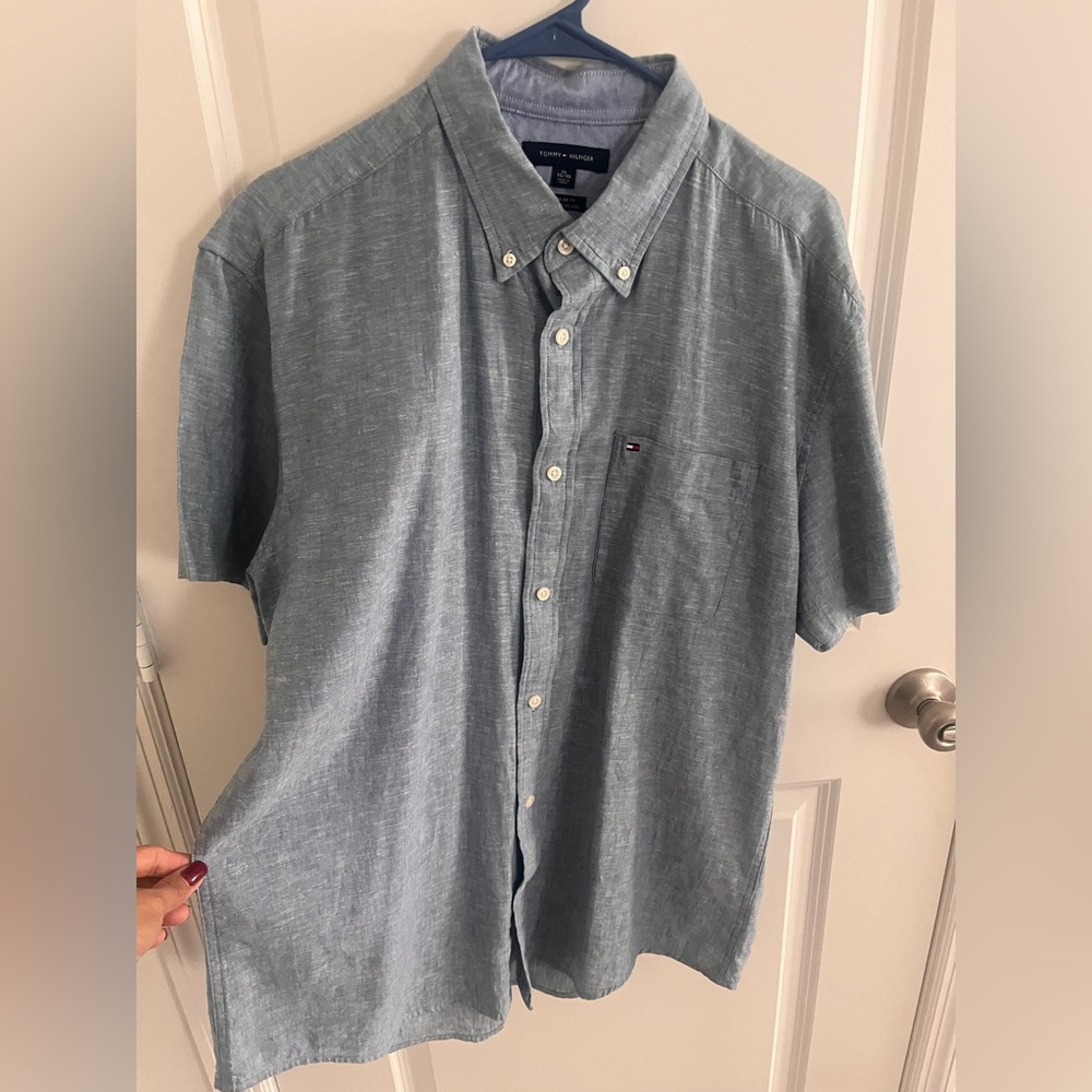 Tommy Hilfiger Men's Light Blue Casual Shirt Size XL